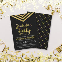 Moderno Faux Gold Chevron Graduation Party