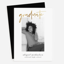 Invitación Moderno Faux Gold Photo Graduation Party