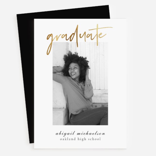 Invitación Moderno Faux Gold Photo Graduation Party (Subido por el creador)