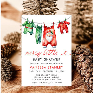 Invitación Moderno Feliz Navidades Santa Baby Shower