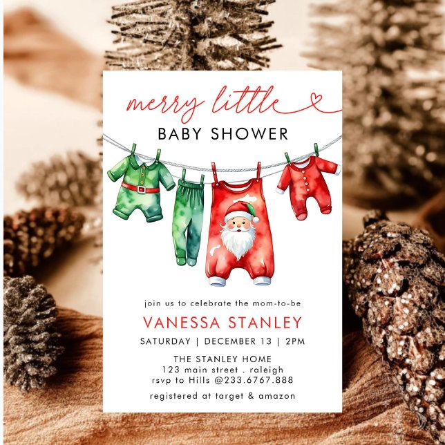 Invitación Moderno Feliz Navidades Santa Baby Shower (Subido por el creador)