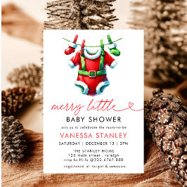 Invitación Moderno Feliz Navidades Santa Baby Shower