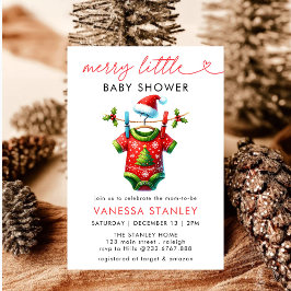Invitación Moderno Feliz Navidades Santa Baby Shower