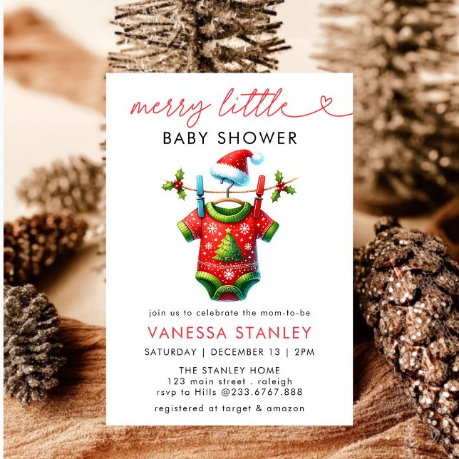 Invitación Moderno Feliz Navidades Santa Baby Shower (Subido por el creador)