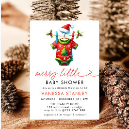 Invitación Moderno Feliz Navidades Santa Baby Shower