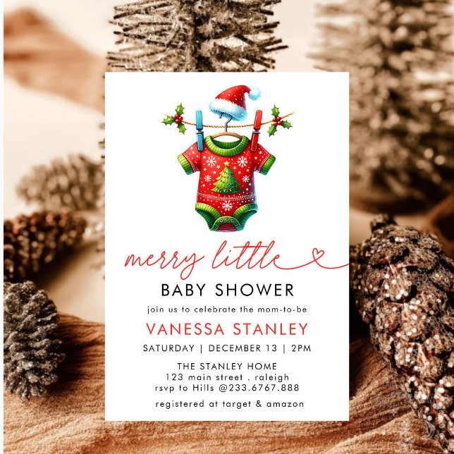 Invitación Moderno Feliz Navidades Santa Baby Shower (Subido por el creador)