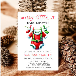 Invitación Moderno Feliz Navidades Santa Baby Shower
