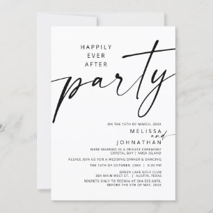 Invitación Moderno Feliz Nunca Después De Un Fiesta De Elopem