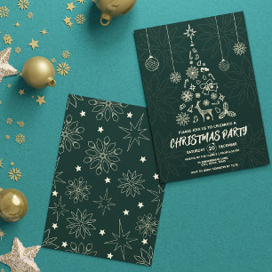 Invitación Moderno Fiesta de árbol de navidad elegante y verd