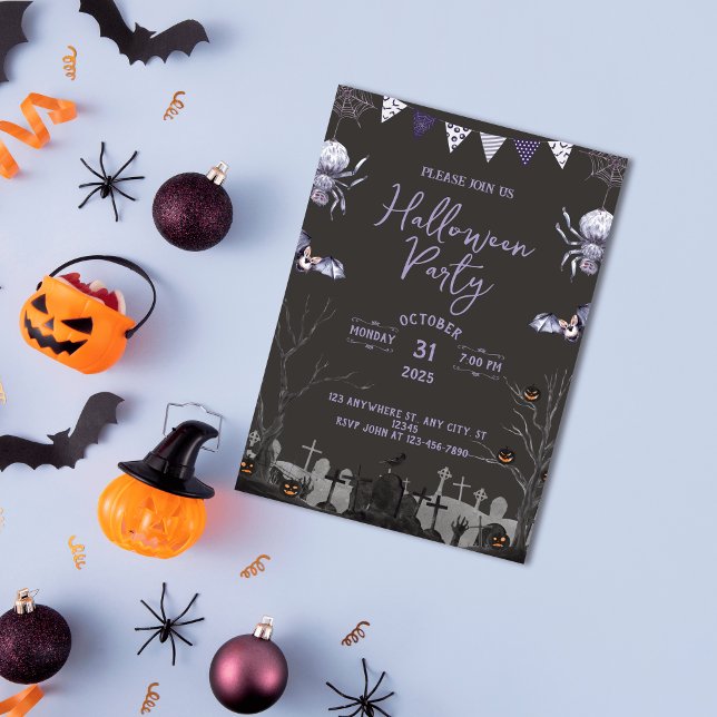 Invitación Moderno Fiesta de cócteles de disfraces de Hallowe (Subido por el creador)