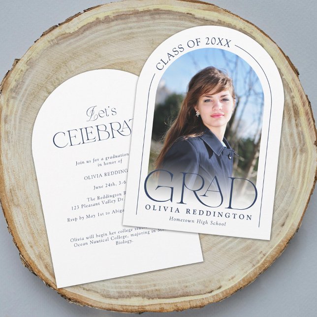 Invitación Moderno Fiesta de Grado Azul de la Marina de Guerr (Subido por el creador)