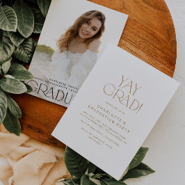 Invitación Moderno Fiesta de Graduación de Oro de Oro Yay