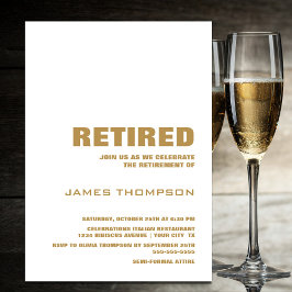 Invitación Moderno Fiesta de Jubilación de Oro Simple Moderno