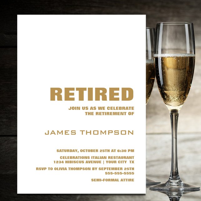 Invitación Moderno Fiesta de Jubilación de Oro Simple Moderno (Subido por el creador)