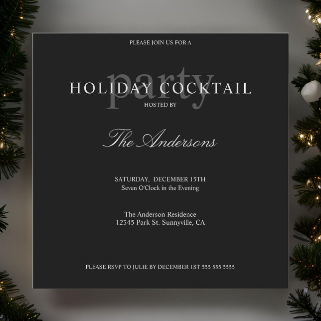 Invitación Moderno Fiesta de Navidades de cócteles de vacacio (Subido por el creador)