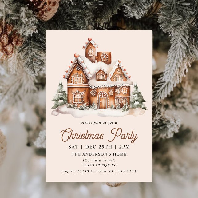 Invitación Moderno Fiesta de Navidades de Gingerbread House (Subido por el creador)