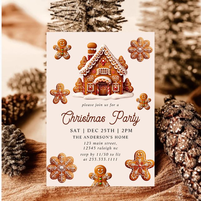 Invitación Moderno Fiesta de Navidades de Gingerbread House (Subido por el creador)