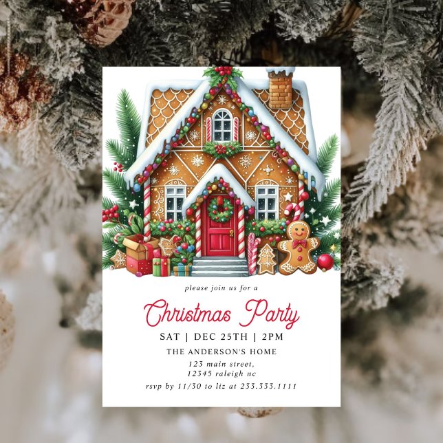 Invitación Moderno Fiesta de Navidades de Gingerbread House (Subido por el creador)