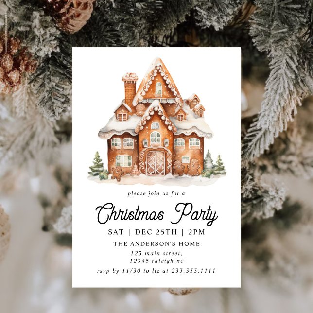 Invitación Moderno Fiesta de Navidades de Gingerbread House (Subido por el creador)