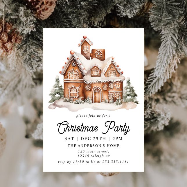 Invitación Moderno Fiesta de Navidades de Gingerbread House (Subido por el creador)