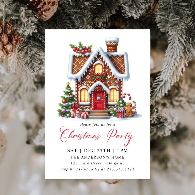 Invitación Moderno Fiesta de Navidades de Gingerbread House (Subido por el creador)