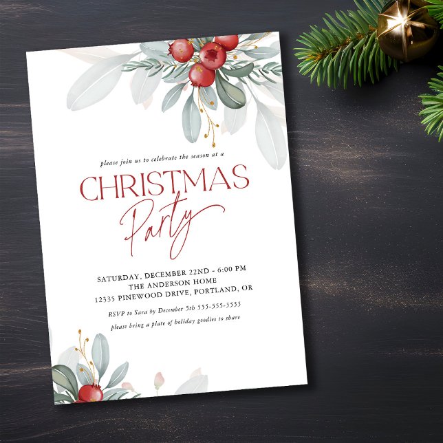 Invitación Moderno Fiesta de Navidades de la verde del invier (Subido por el creador)