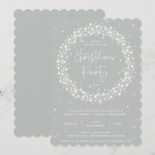 Invitación Moderno Fiesta de Navidades de luces grisáceas-ver