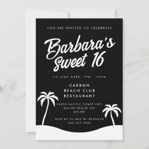 Invitación Moderno Fiesta de playa de verano blanco negro dul