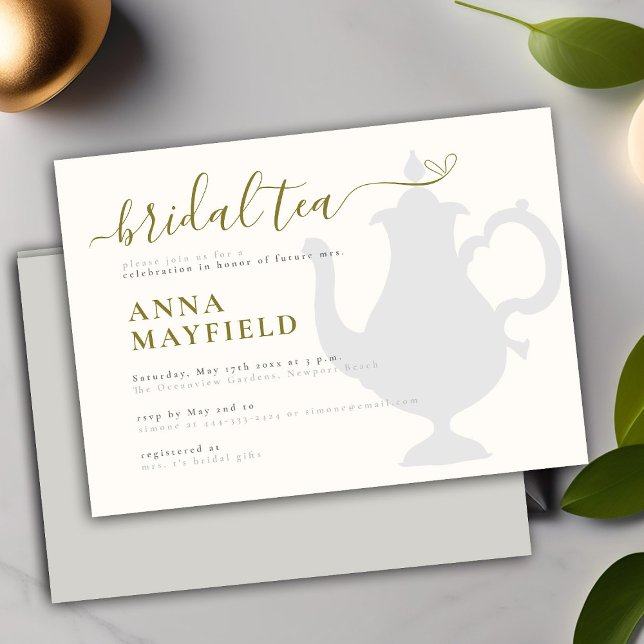 Invitación Moderno Fiesta de té de oro blanco negro mínimo (Subido por el creador)