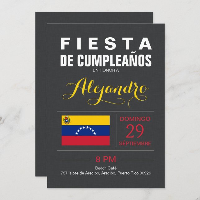 Invitación Moderno: Fiesta de Venezuela (Anverso / Reverso)