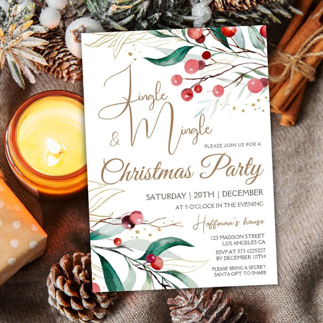 Invitación Moderno Fiesta elegante de jingle y mingle Navidad (Subido por el creador)