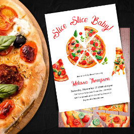 Invitación Moderno Fiesta italiano de pizza Slice Slice Baby