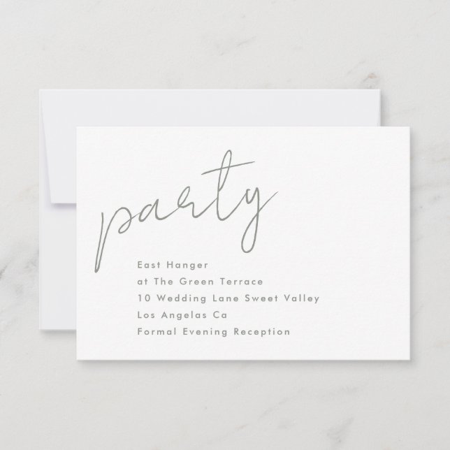 Invitación Moderno Fiesta Personalizado Sage Green Wedding Re (Anverso)