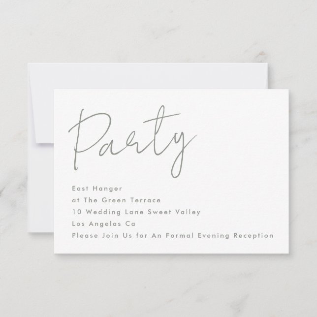 Invitación Moderno Fiesta Personalizado Sage White Wedding Re (Anverso)