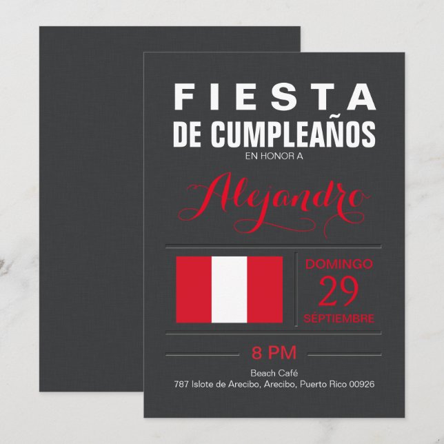 Invitación Moderno: Fiesta Peruana (Anverso / Reverso)