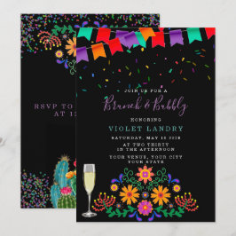 Invitación Moderno Fiesta y Cactus Brunch y burbujeante