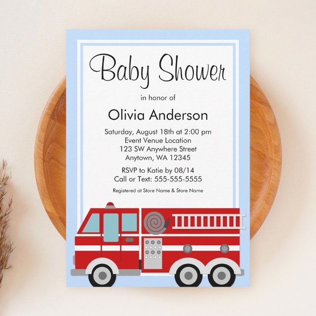 Invitación Moderno Fire Truck Boy Baby Shower (Subido por el creador)