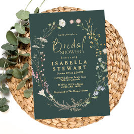 Invitación Moderno Flor salvaje verde oscuro Boho Bridal Show