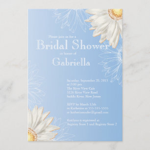 Invitación Moderno Floral Luz Azul Daisy Bridal Shower