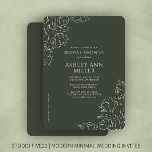 Invitación Moderno Floral Moss Green Boda Bridal Shower