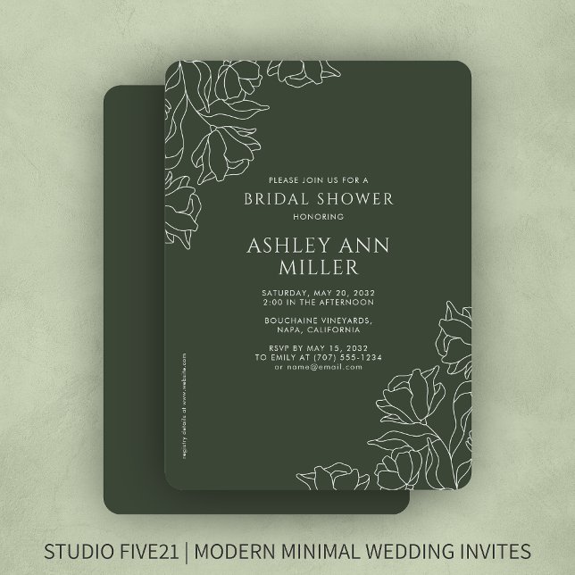 Invitación Moderno Floral Moss Green Boda Bridal Shower (Subido por el creador)