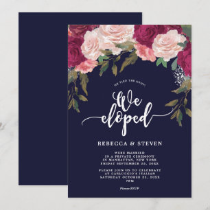 Invitación moderno floral rosado de la marina de guerra