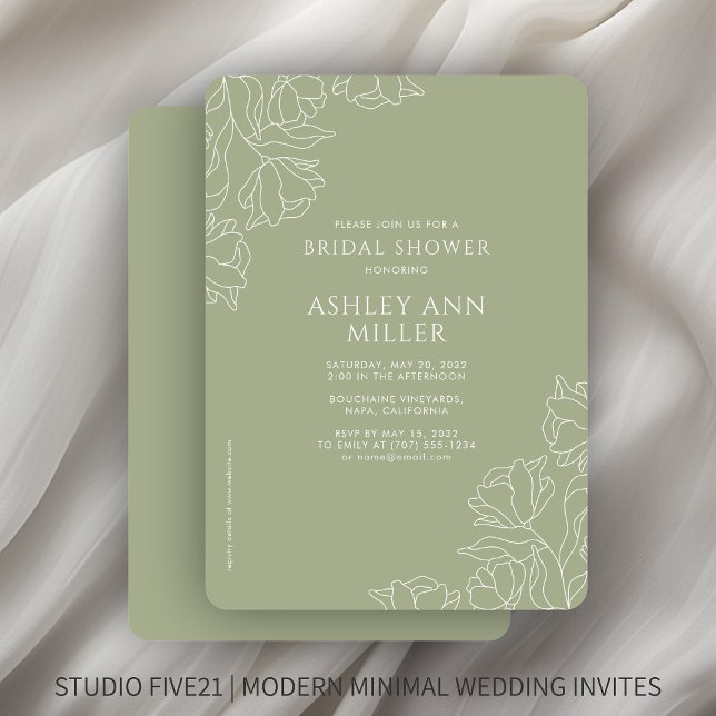 Invitación Moderno Floral Sage Green Boda Bridal Shower (Subido por el creador)