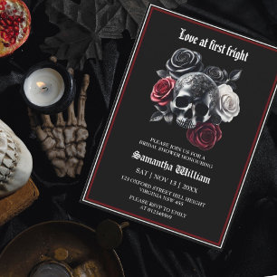 Invitación Moderno Floral Skull Halloween Bridal Shower