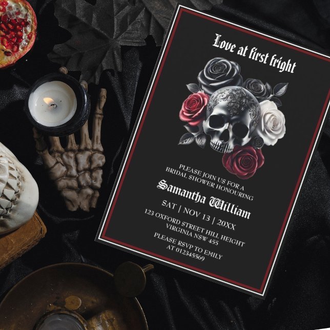 Invitación Moderno Floral Skull Halloween Bridal Shower (Subido por el creador)