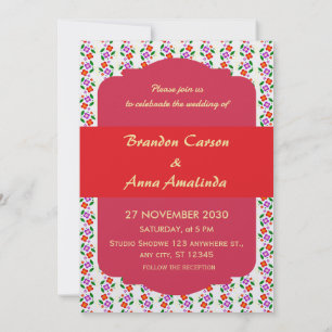 Invitación Moderno Floral Vibrante Sin Costuras Botánico Bril