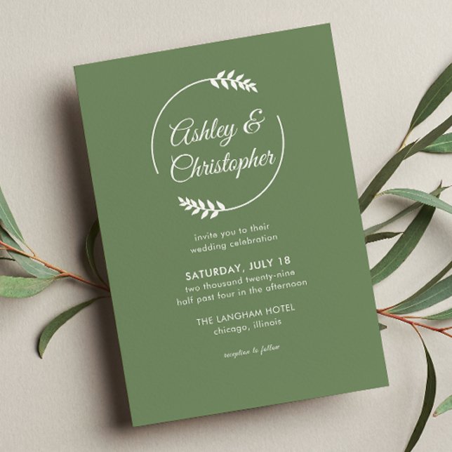 Invitación Moderno Foliage Frame Camouflage Boda Verde (Subido por el creador)