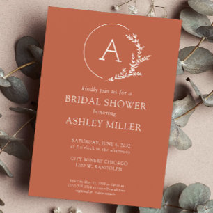 Invitación Moderno Foliage Frame Copper Red Bridal Shower