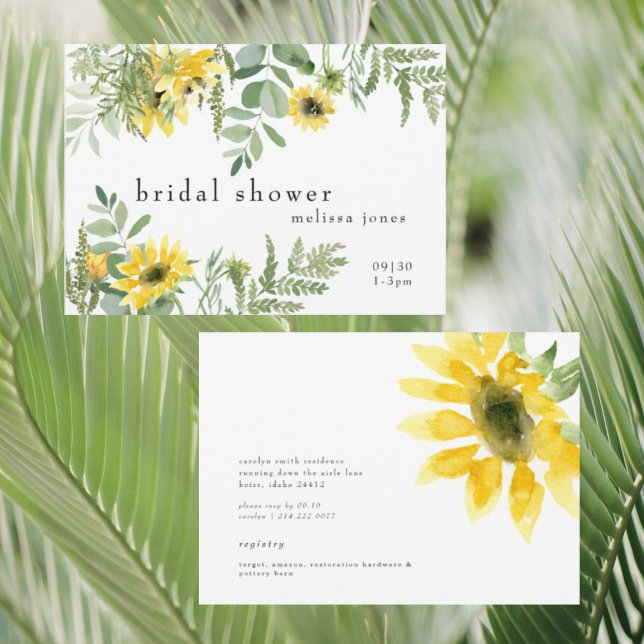 Invitación Moderno Foliage y Sunflowers Bridal Shower (Subido por el creador)