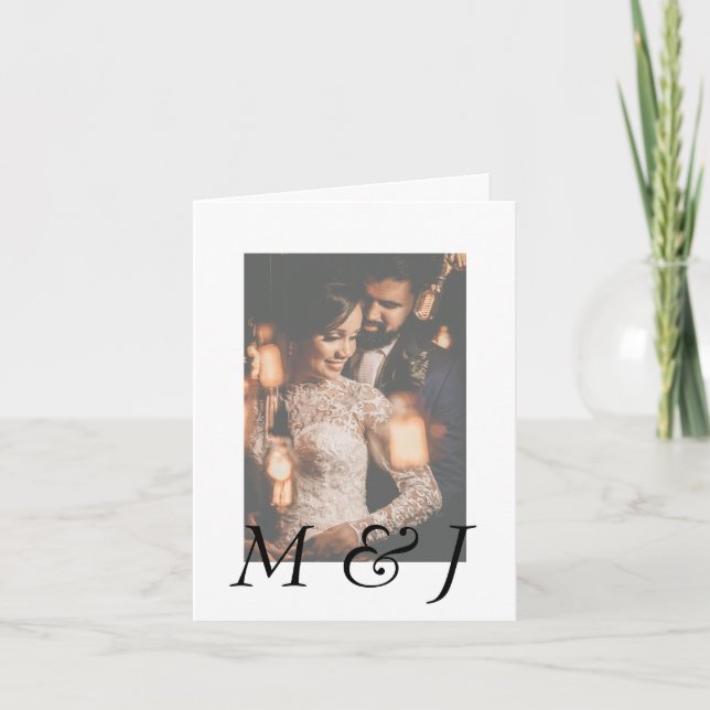 Invitación Moderno foto monograma y elegante Boda plegado (Anverso)
